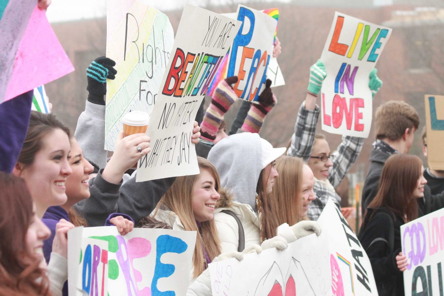 Westboro Church protesters meet peaceful opposition at Clayton High School 