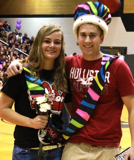 Hammann and Hawkes crowned king and queen at Snowcoming pep assembly