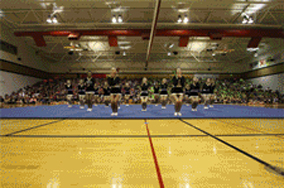 Varsity Cheerleaders Pep Assembly [GIF]