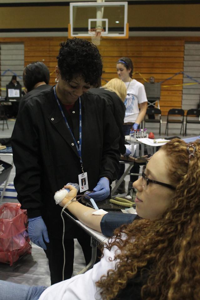 Student getting blood drawn at last years annual Red Cross Blood Drive.