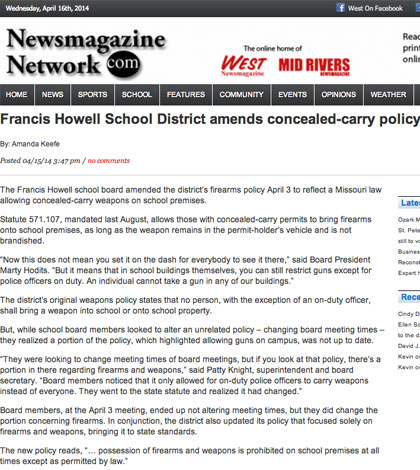 Francis Howell School District Amends Conceal and Carry Policy