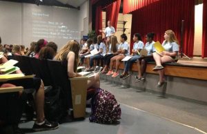 StuCo President Nicole Morse address Student Council at their first meeting. The meeting discussed upcoming planning for Homecoming. (photo by megan grannemann)