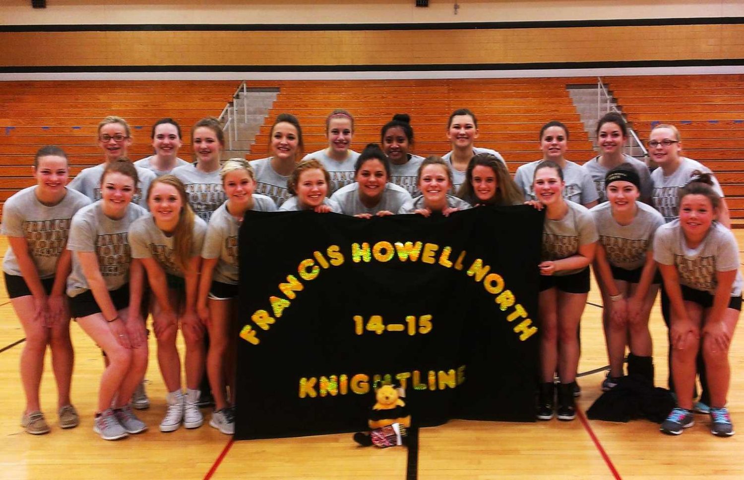 Knightline posing together in the gym.  Another fundraiser Knightline has done this year is mouse racing.