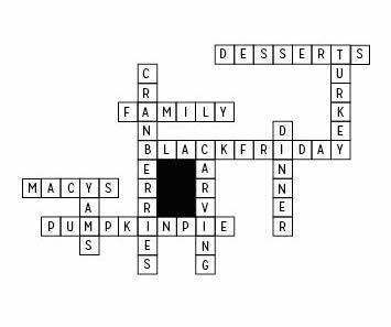 Thanksgiving Crossword Puzzle Key