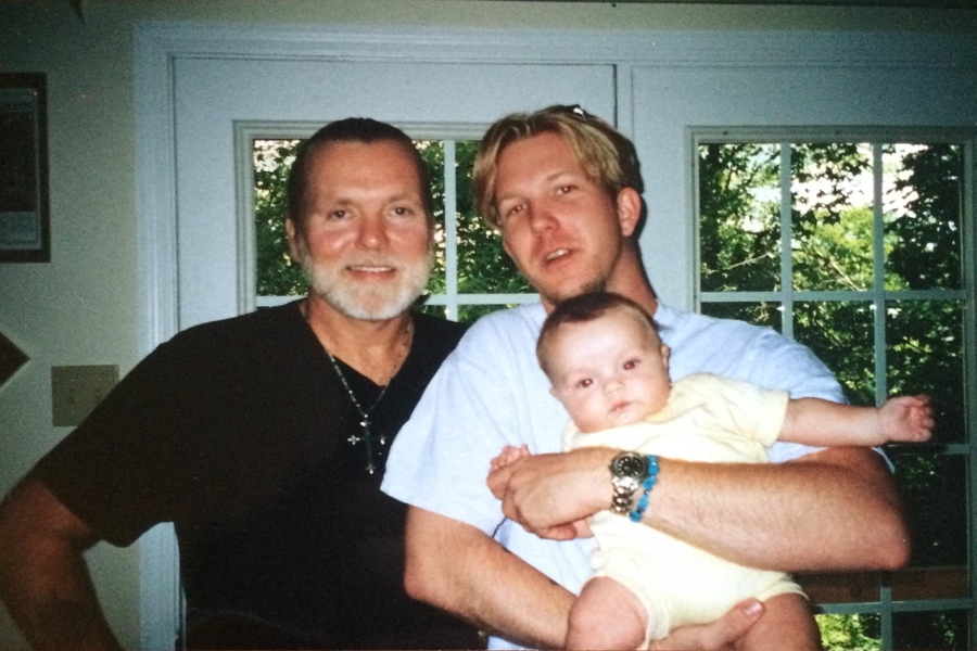 Gregg Allman and Devon Allman pose for a photo with Orion Allman as a baby.