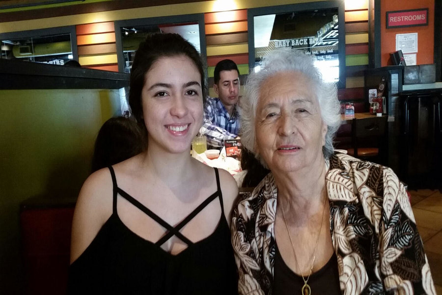 Estefania Cruz-Casillo poses with her grandma in Puerto Rico. This was one of the first times she had seen her grandma since the year before.