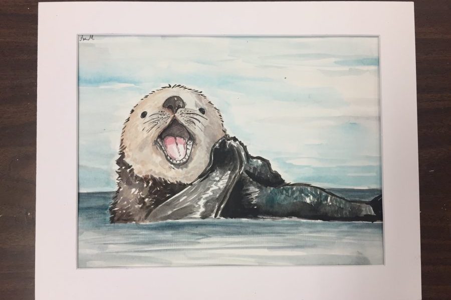 Senior Anastasia Medley submitted a painting of an otter for the gallery display. (photo by Anastasia Medley)