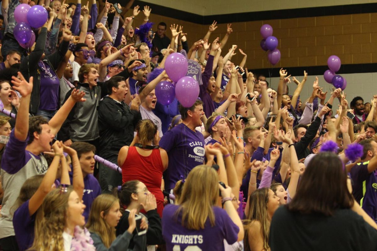 Seniors participate in cheers at their last Homecoming Pep Assembly on September 21.