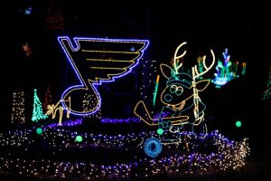 The Blues-themed lights shine at the Winter Wonderland light show at Tilles Park. The park is specifically designed for cars to drive through. It is open through the holiday season, Nov. 22-Dec. 30. 