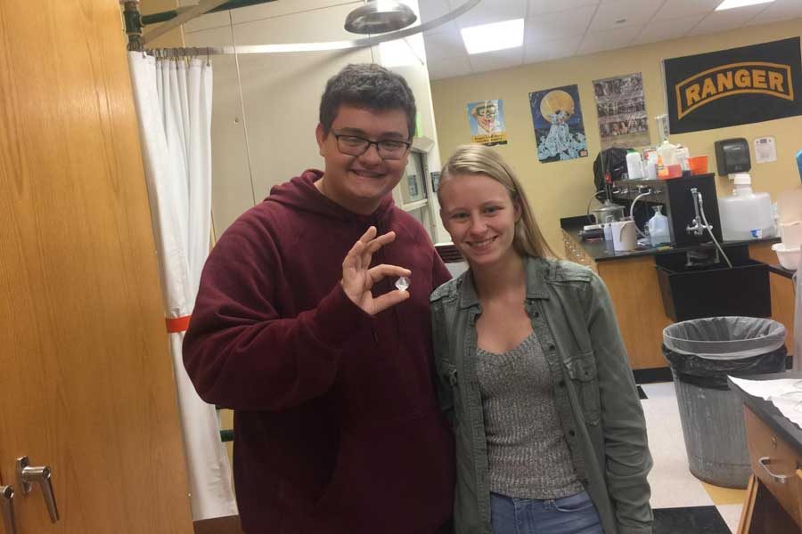 Seniors Caitlind Walker and Grant Freitas placed fifth overall in the national crystal competition that science club competes in every year.