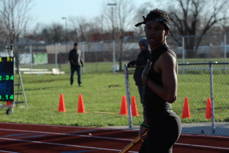 Howell North sprinter prepares to run in the meet on April 14th 2018