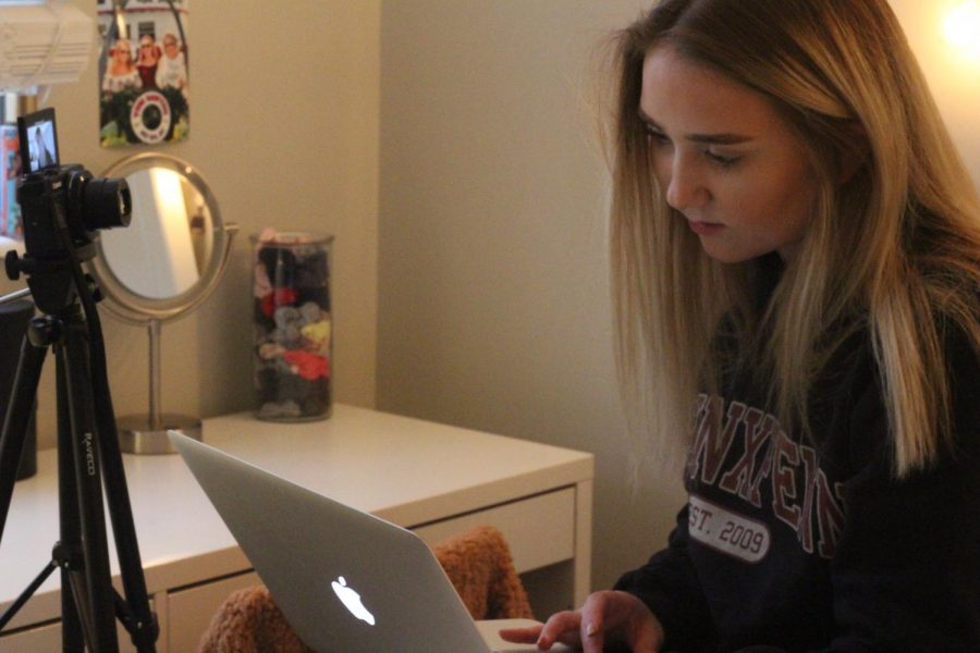 Junior Abby Korte works on a video that she made for her Youtube channel. Korte made her Youtube channel back in 2017, but she just started posting videos on it in 2018.
She started creating and posting these videos so she would be able to look back on some of her favorite memories.