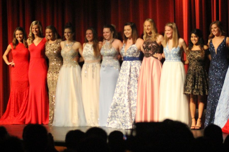 Prom Fashion Show participants line up for a photo during the 2018 show.