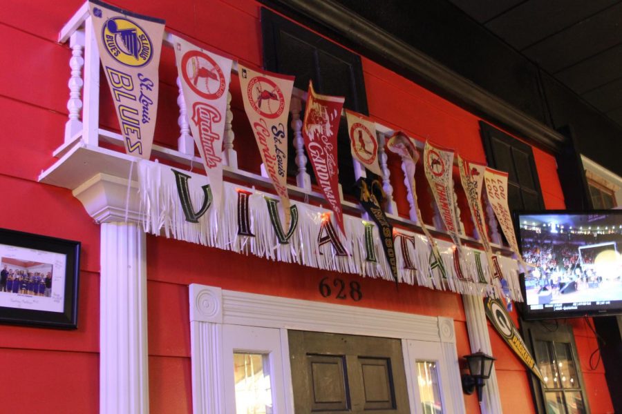 A facade at Cannoli’s stands, promoting the heritage of the food and local sports teams. The restaurant serves Italian cuisine and most dishes are cooked using traditional methods. 