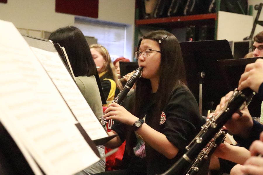 Senior Arianna Chaves plays “Vesuvius” in symphonic band. Chaves has been a member of the band program for all four years of high school. She has participated in the marching band for four years, the symphonic band for three years and the concert band for one year.