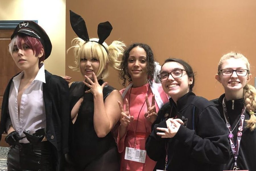 (Photo submitted) FHN students cosplay at Anime St. Louis. Gracie Bower (second from right) and Trinity Boschert (far right) describe their experiences.