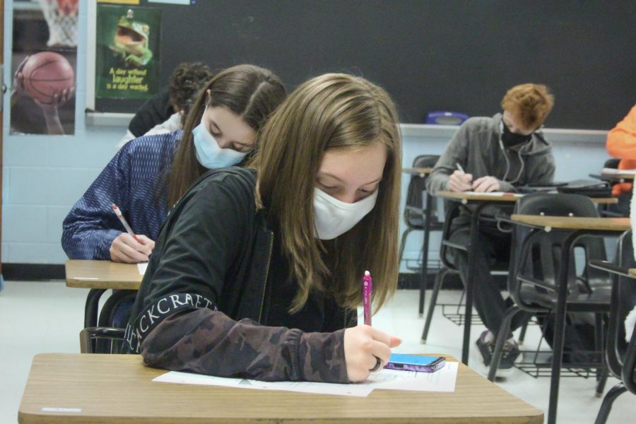 Students wear masks as they work in class. Black History and Black Literature will be new additions to the course catalogue as separate elective classes.