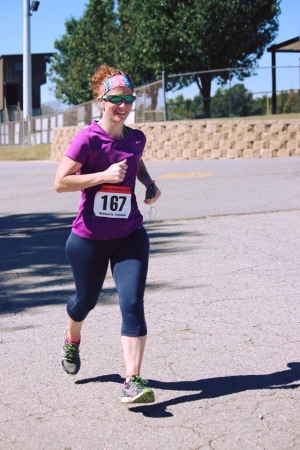 Stacey Bevill runs in the Arkansas Marathon in 2015. 