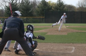 Senior Blake Lodde throws a pitch in the 6-4 loss to Troy (Alyssa Savage)