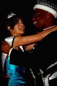 Prom King Jon Davis and Queen Alyssa Bocci slow dance together after being crowned king and queen at the 2011 prom.