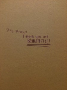 A note the girls bathroom from an unknown author.