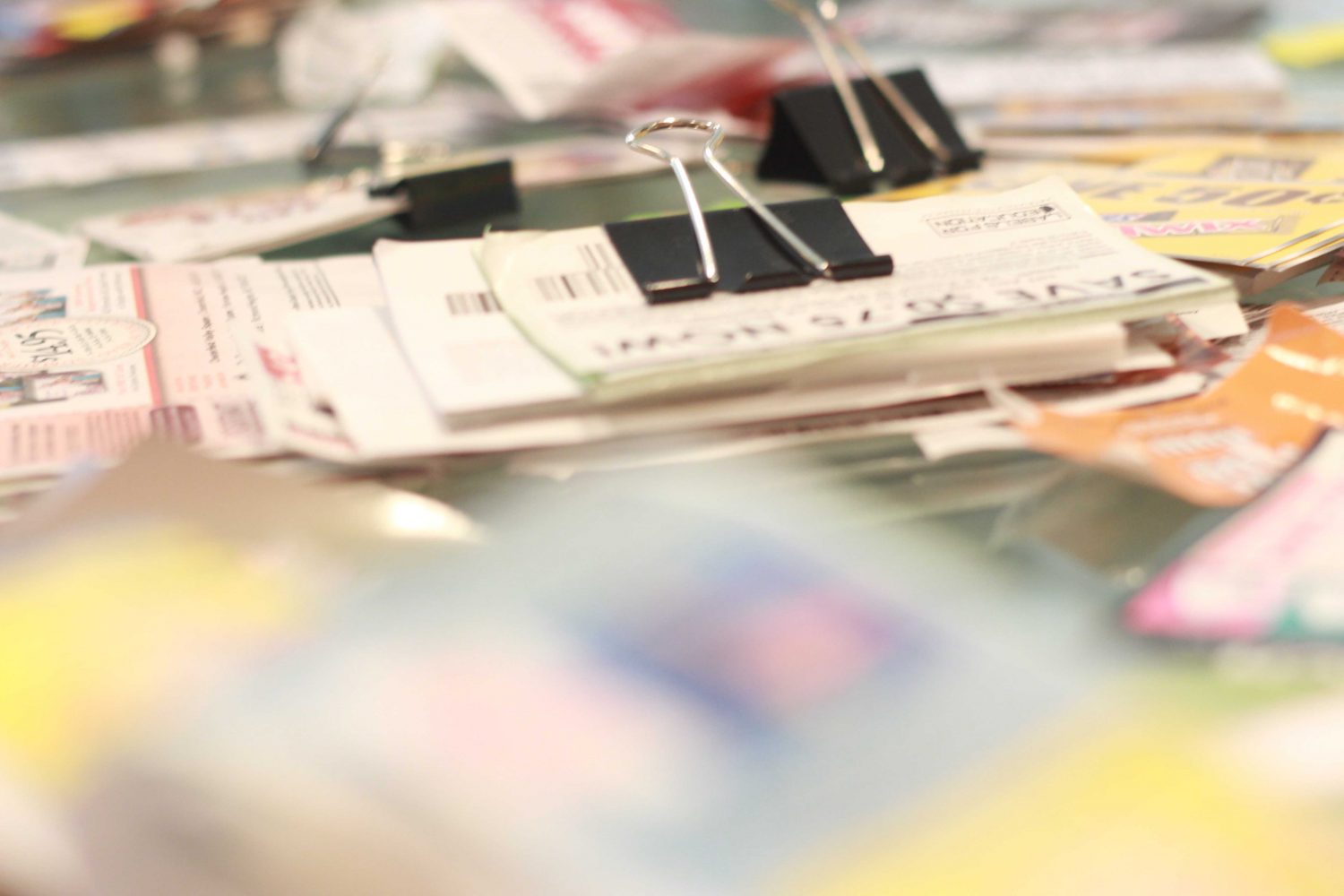 The coupons clipped are part of Jim Buff's collection. Buff has been couponing for over 20 years.