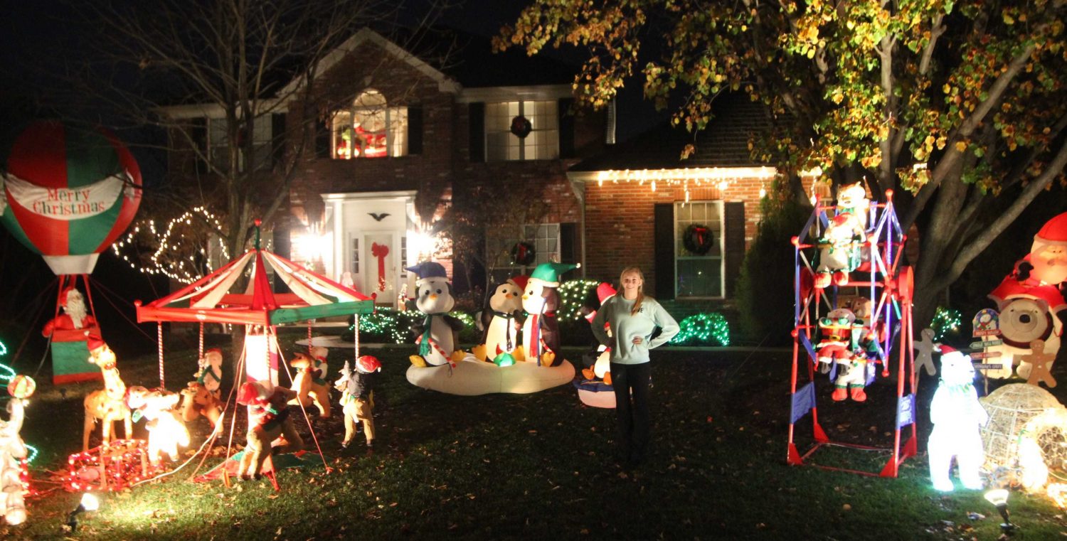 Christmas decorations surround the Sommer house.