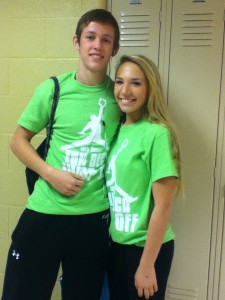 Juniors Sam Ritchie and Alex Arger on DECA Colors Day last year (file photo).