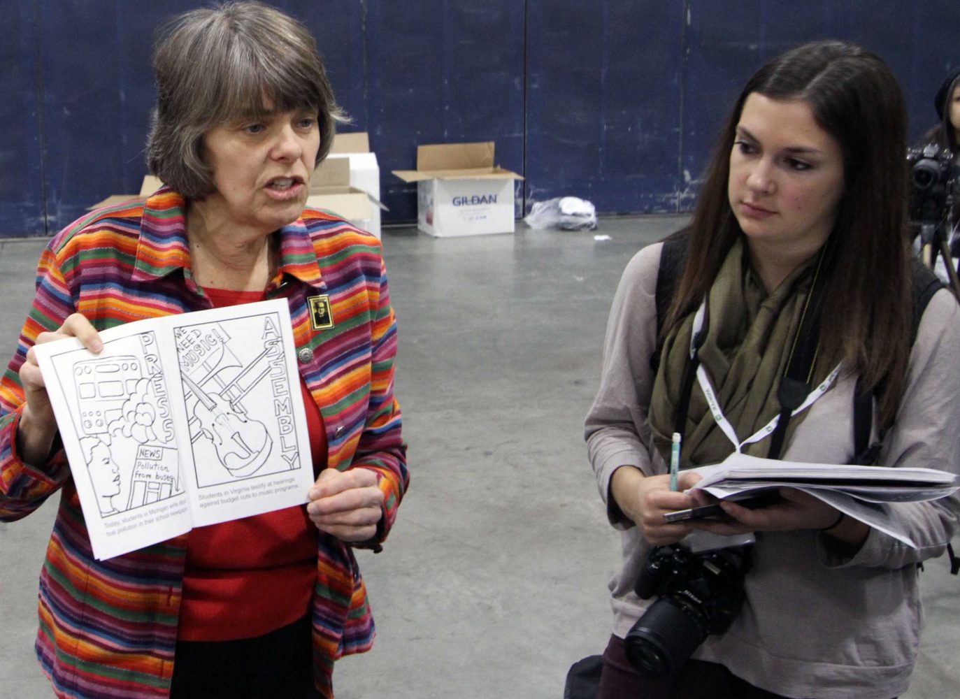 Mary Beth Tinker talks to student journalists at the JEA/NSPA National Convention about the Tinker Tour USA '13. Tinker started the east coast tour to spread awareness of constitutional rights. 