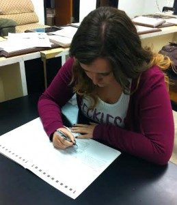 Senior Kaitlin Eifert looks over a ACT practice test in hopes of scoring a 30 on Saturday. (photo by holly tate)