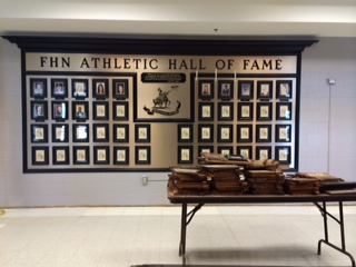 The hallway right outside the auditorium was freshly painted.