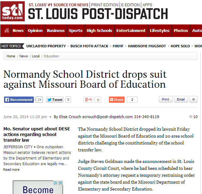 Normandy Drops Suit Against Mo. BoE