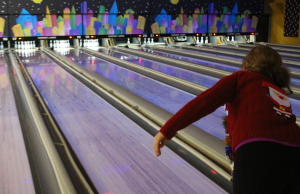Zoe Seems bowling at DECA Bowl Dec. 3