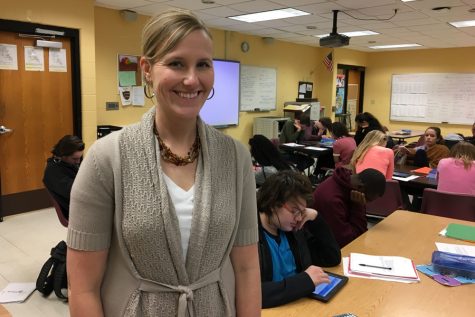 Shelly Parks poses in front of her English class. Parks was awarded the Teacher of the Year award.