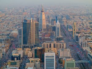 RIYADH - FEBRUARY 29: Aerial view of Riyadh downtown on February 29, 2016 in Riyadh, Saudi Arabia.