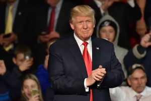 DECEMBER 15, 2016: President-Elect Donald Trump arrives on stage to deliver a speech at a Thank You tour rally held at the Giant Center. 