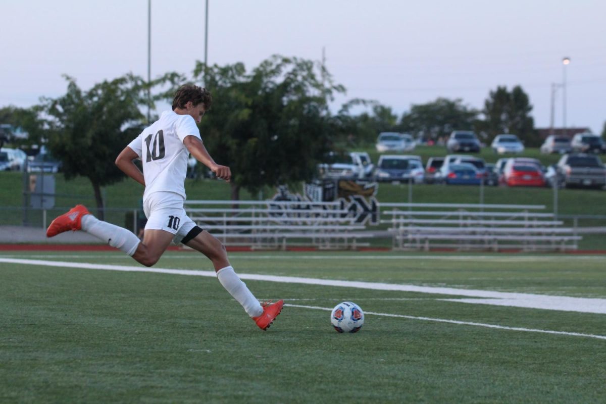 Senior Richie Taylor takes a free-kick for FHN on 9/5.