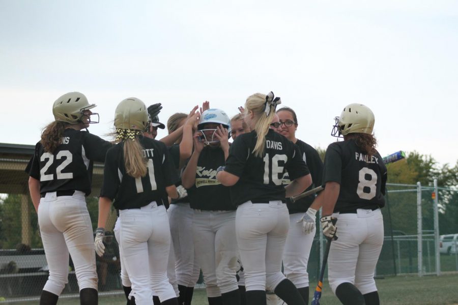 The Knights celebrate a home run vs. Troy on 9/12. 