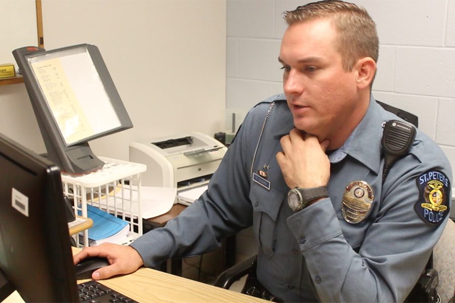 Officer Travis Scherder is the new resource officer replacing Officer Brueggeman. He started on Nov. 7 during second quarter. 