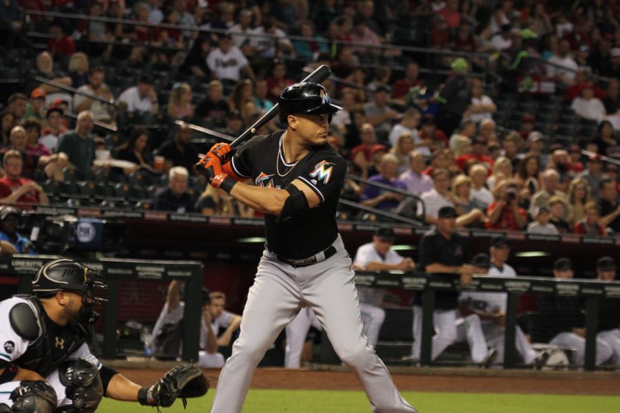 Giancarlo Stanton outfielder for the Miami Marlins at Chase Field in Glendale AZ USA 6-10-16.