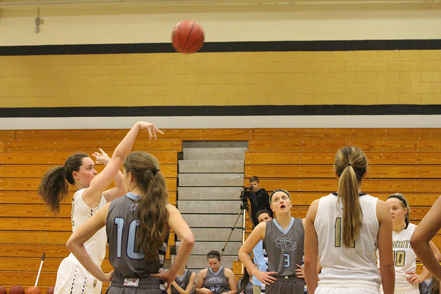 Junior Hannah Wilson shots a free throw in last years game against Saint Charles High.