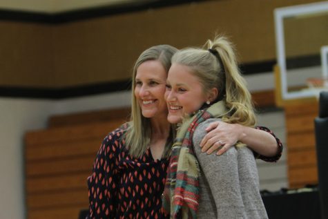 English teacher Shelly Parks stands with her nominee Amelia Primeau at the 2018 Knights of the Round Table ceremony.