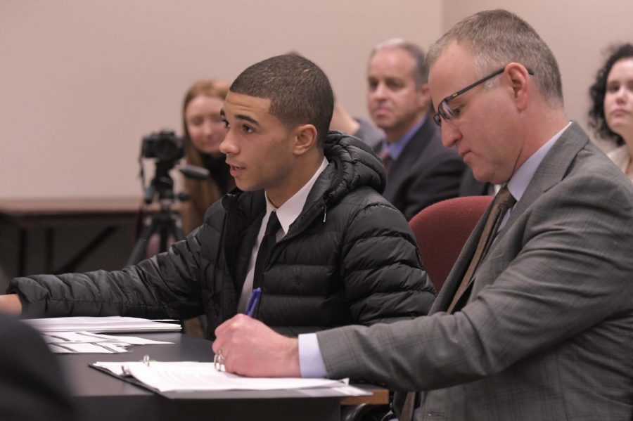 Senior Isaiah Bryant speaks to the House Committee of Education on Jan. 19. Bryant along with senior Taylor Sheridan and teacher Aaron Manfull went to Jefferson City to speak on behalf of the New Voices Act. “My favorite part was getting the opportunity to speak for students who don’t have the same privileges as I do,” Bryant said.