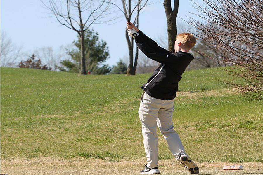 Senior Drew Brissette takes a swing on 4/18 vs. Francis Howell.  