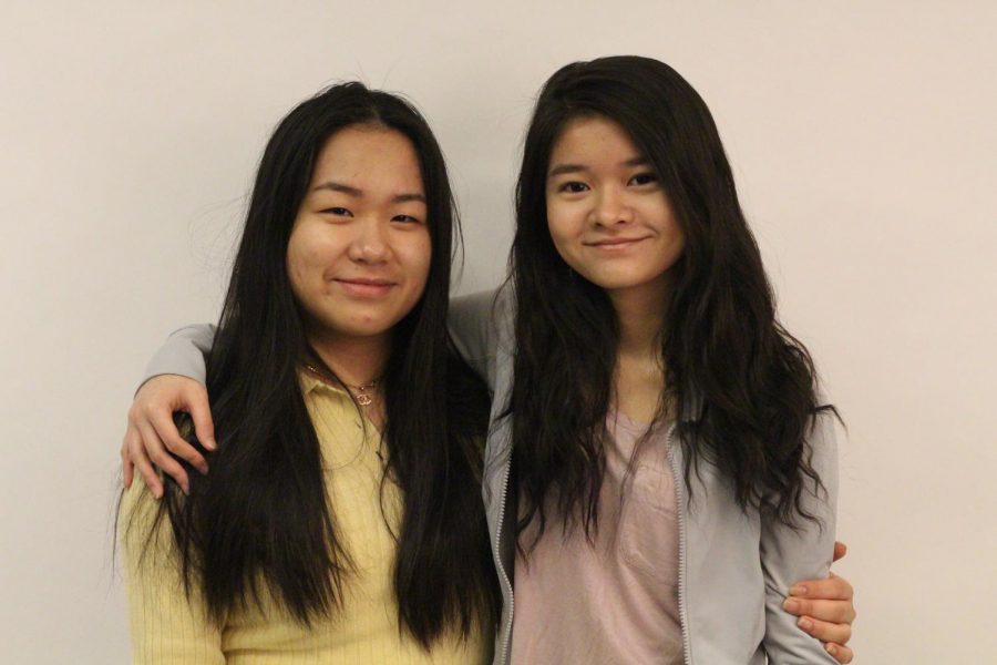 Juniors Han Cam and Chahn Tran pose together by hugging. The girls have been close friends for about 10 years. “It gave us a connection stronger than just friendship,” Tran said, “It made the experience of
adapting to America as new American citizens easier.” 