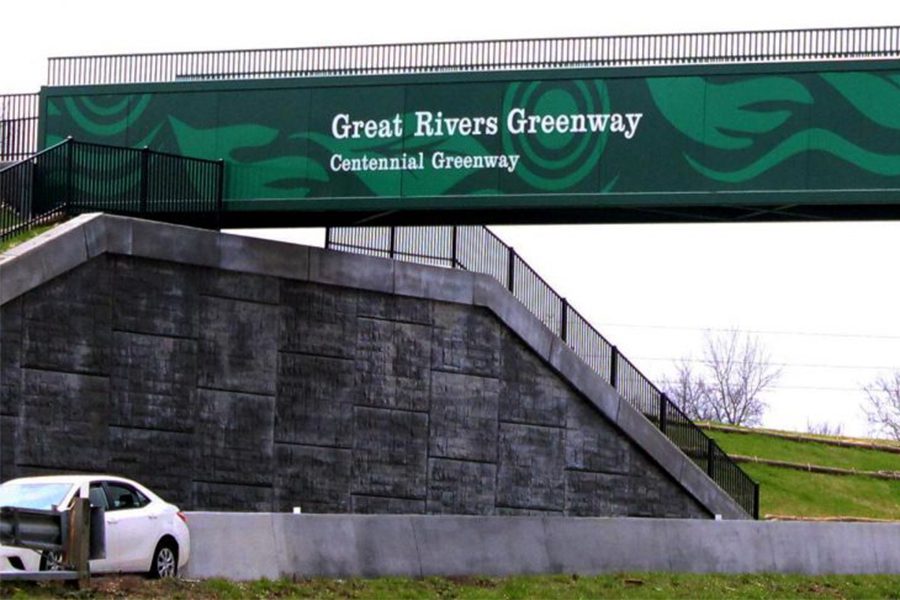 The Great Rivers Greenway bridge lays across Highway 364 and 94.