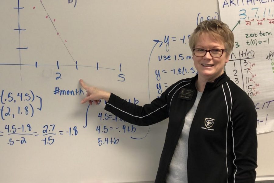 Math teacher Patty Bartell showcases math problems that prepare students for test day. Test day is when Bartell plays her famous "Test Time" song.