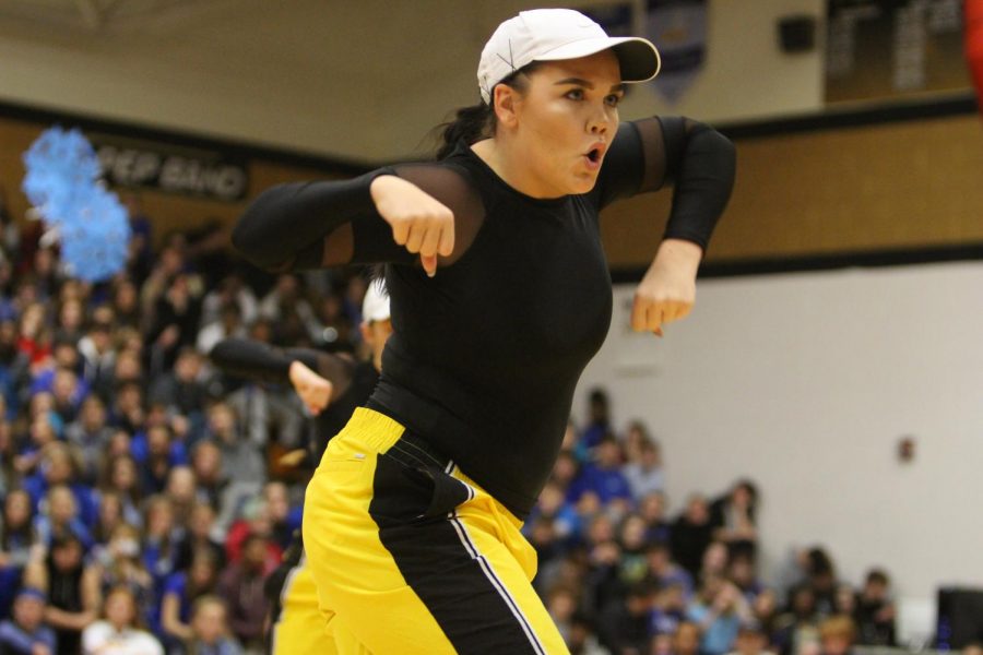 Senior Aubree Fox at the 2019 Snowcoming Pep Assembly.