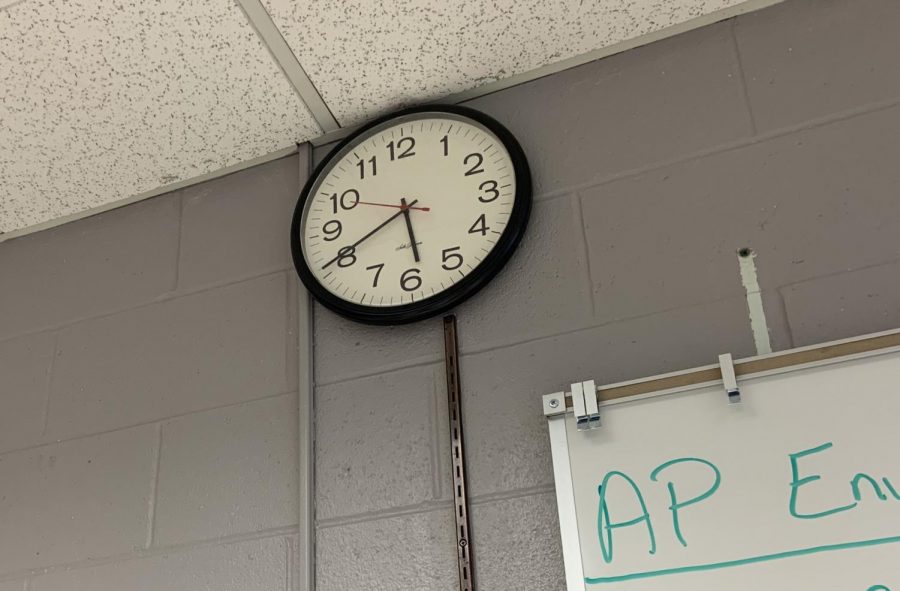 The clock ticks during second hour. The schedule was changed to fit more lunch shifts and virtual learning.