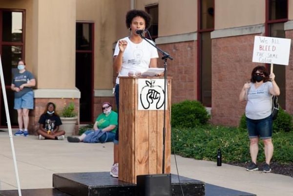 Tiffany Besse speaks at the FHSD Black Voices Matter March.